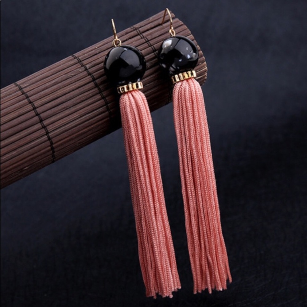 ๐ฅ๐ Long Pink Tassels Earrings - Picture 1 of 3